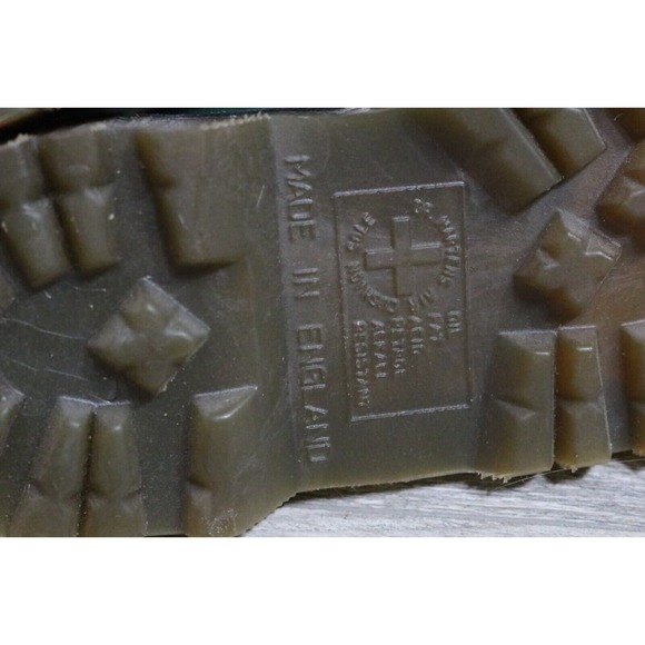 Vintage Dr DOC MARTEN Combat Boots England MIE Green Leather UK 3 US 5 - Picture 9 of 11